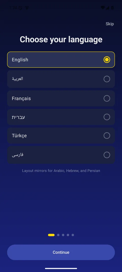 Onboarding screen